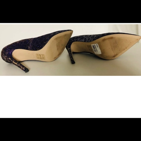 Aldo Hanrietta Sequins Pump Party shoes size 5 Sequins Purple Gold Leopard print - Picture 11 of 14